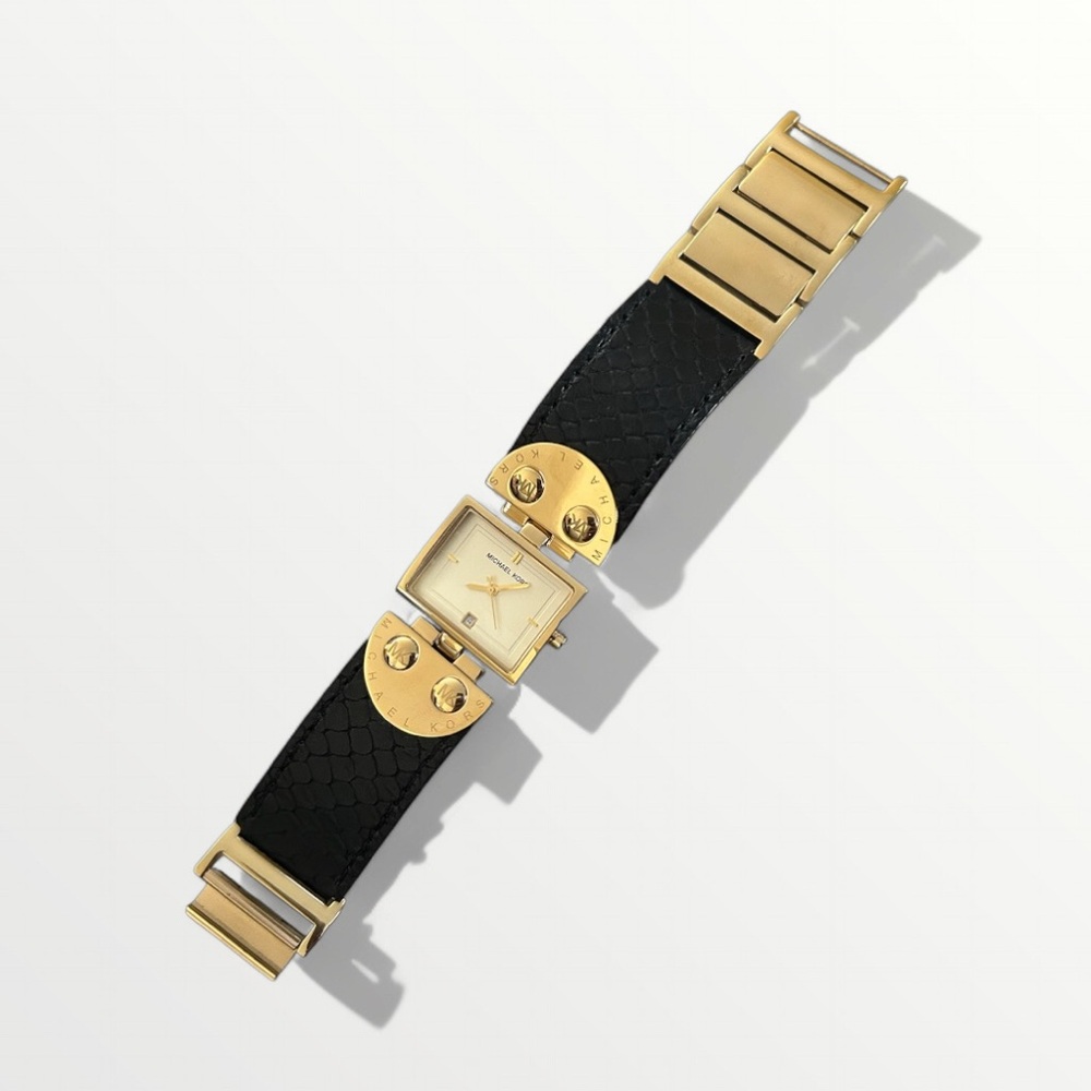 Micheal Kors Gold and Black Square Face Watch